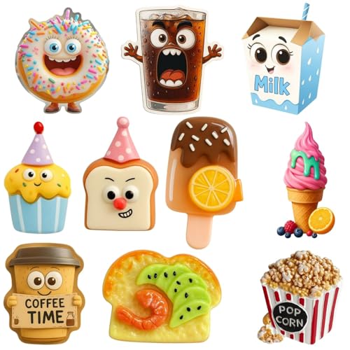 Image of Fun Kitchen Fridge Magnet Set of 10 - Cute Decorative Magnets for Refrigerator, Whiteboard & Locker - Strong Hold, Waterproof & Durable Magnets for Home & Office Decor