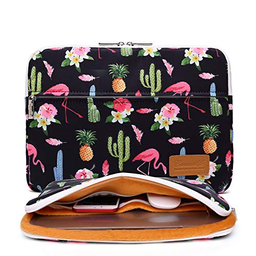 Canvaslife Flamingos Pattern 360 Degree Protective 13 Inch Canvas Laptop Sleeve With Pocket 13 Inch 13.3 Inch Laptop Case #TOP13
