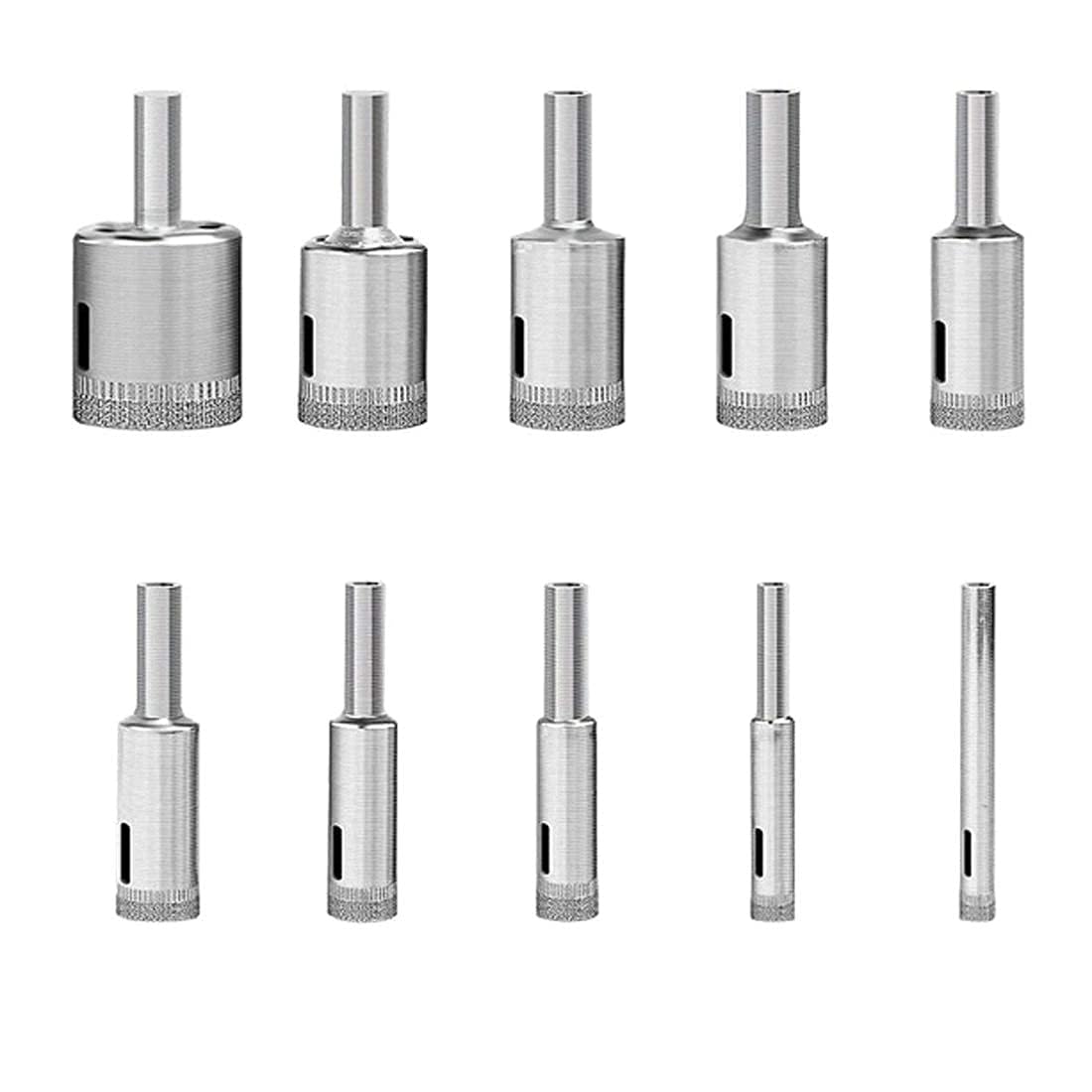 Juego de 10 brocas de sierra de diamante de 6 mm a 30 mm para azulejos, cerámica, vidrio, porcelana, mármol