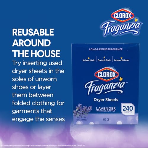 Clorox Fraganzia Fabric Softener Dryer Sheets Wrinkle Reducing Anti Static Softens Fabrics - image 2