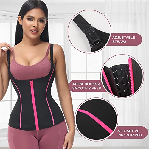 Image of YADIFEN Waist Trainer for Women,Zipper Corset Body Shaper for Tummy Control Neoprene Cincher Sweat Sauna Vest Tank Top