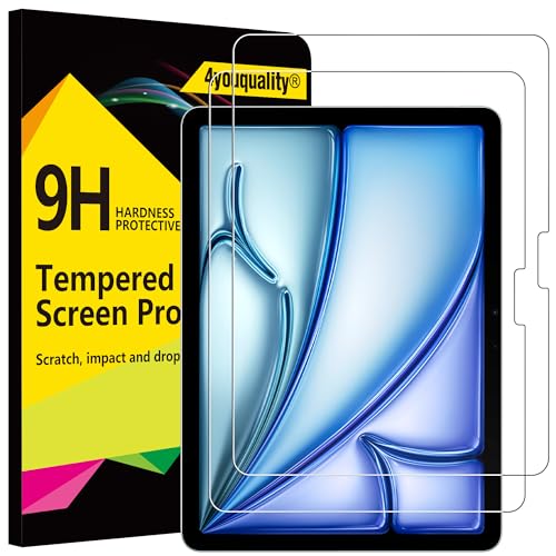 4youquality [2-Pack Screen Protector for iPad Air 11-Inch M4/M3/M2 (2026/2025/2024) 9H Tempered Glass Film Anti-Scratch Impact-Resistant HD-Clear
