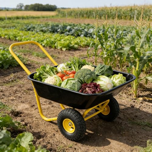 Carrito de Jardín Resistente de Dos Ruedas con Gran Capacidad y Neumáticos para Manejo Eficiente al Aire Libre miniatura 4