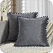 Topfinel Lot de 2 Housses de Coussin Decoration Chambre Doux Carré en Velours Couleur Unie Housses de canapé avec Les Ballons Moderne pour Salon, 45x45cm, Gris