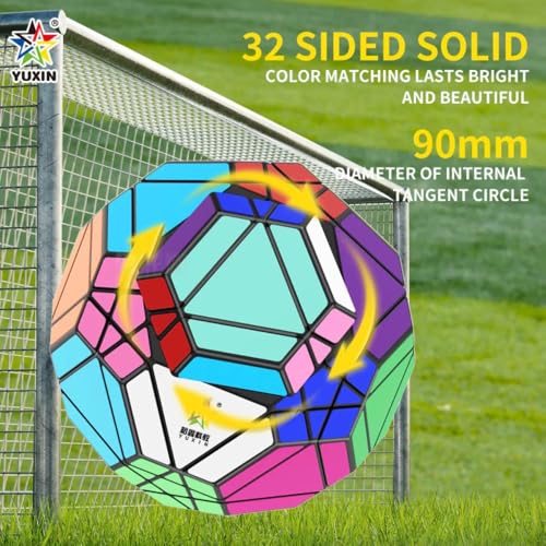 Image of YuXin 20-Axis Soccer Cube Megaminx | Icosidodecahedron Shape Mod | Professional 32-Sided Football Puzzle, Smooth Multi-Layer Turning, 90mm Large Collector's Brain Teaser Puzzle