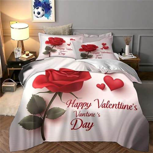 Housse de couette Saint-Valentin 200x200 rose 3D lit double ado