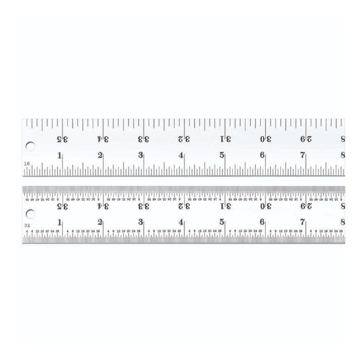 Starrett Spring Tempered Steel Rule with Satin Chrome Finish, Quick Reading, and Inch Graduations - 36 Length, 4R Graduation Type, 3/64 Thickness - C604R-36