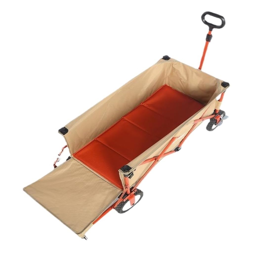 Genérico Carrito de Camping Plegable y práctico de Cuatro Ruedas, Carrito Plegable para Acampar al Aire Libre en la Playa, Remolque portátil para Picnic con Ruedas Grandes, Ligero y fácil de transpor