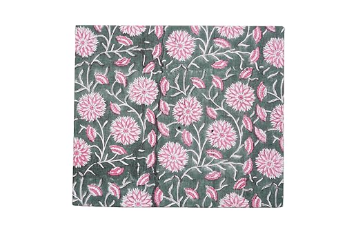 Image of Generic 3.3 Gallon Cotton Hand Block Printed Paper Waste Basket |Small Decorative Trash Can for Housewarming Gifts in Living Room, Bedroom, Bathroom | Eco-Friendly, Plastic-Free (1, LIGHT PINK GREEN)