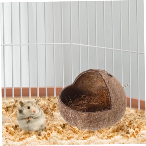 Image of Kisangel Coconut Shell Bird Nest Parrot House for Cage with Exercise Space Bird Bed for Breeding Suitable for Lovebirds Parakeets 5.31X5.31X5.11 Inches
