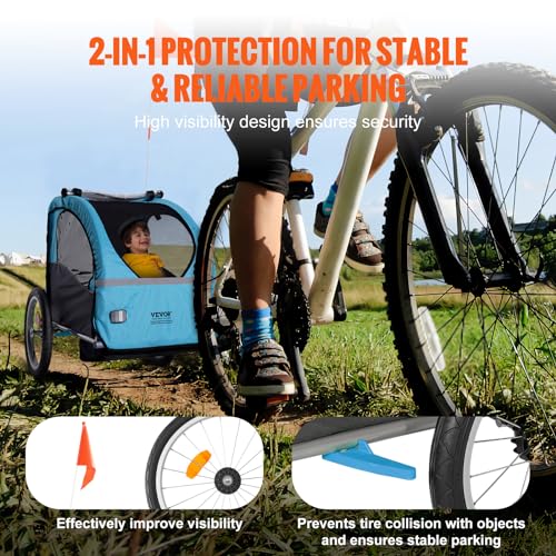 Vevor BIKE TRAILER 60 LBS LOAD Bike Trailer For Toddlers, Kids, 60 Lbs Load, Tow Behind Foldable Child Bicycle Trailer With Universal Bicycle Coupler, Canopy Carrier thumb #2
