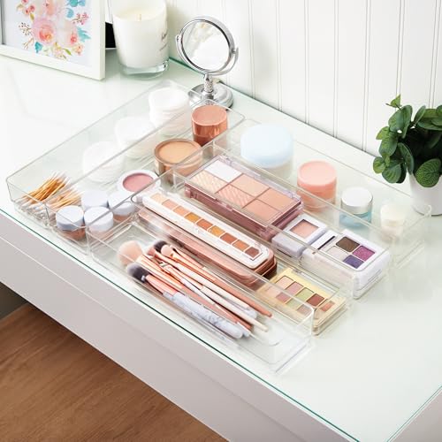 Image of Clear Plastic Drawer Organizers 12 inch x 3 inch x 2 inch l Set of 6