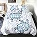 Sleepwish Turtle Print Comforter Set Sea Turtle Twin Size Bedding for Kids Girls Boys Aqua Blue Beach Theme Comforter 4 Pieces Abstract Tortoise Quilt Sets