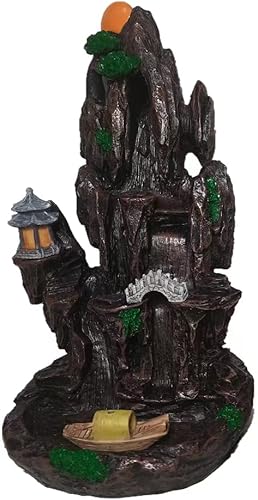 Miniatura 7 de Quemador de incienso de cascada Feng Shui, soporte de incienso de reflujo zen y cascada, con 130 conos de incienso de reflujo, adorno de
