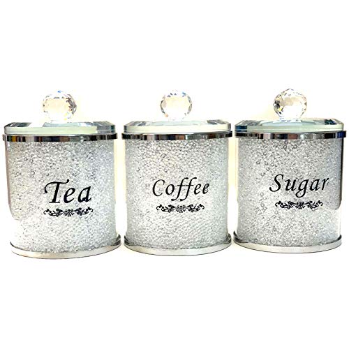 TOV® - Barattoli per tè, caffè e zucchero, con cristalli
