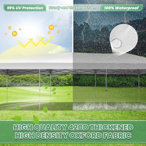 Image of COBIZI 10x30 Pop Up Canopy One Push Party Tent with Air Vent Waterproof Commercial Outdoor Patio Gazebo for Parties Wedding Backyard Events, 3 Adjustable Height, Wheeled Bag, Sandbag, Stakes, White