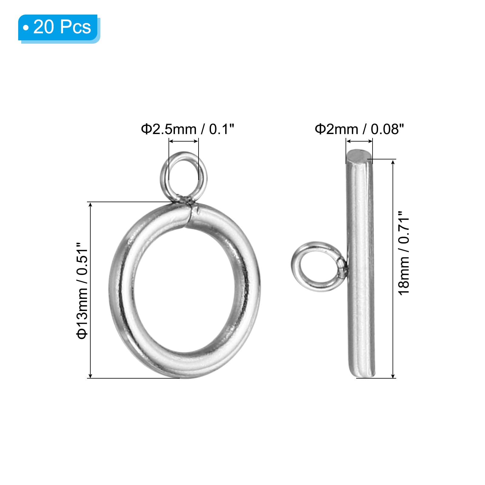 PATIKIL 13mm/0.51in Dia Toggle Clasp - Image 2