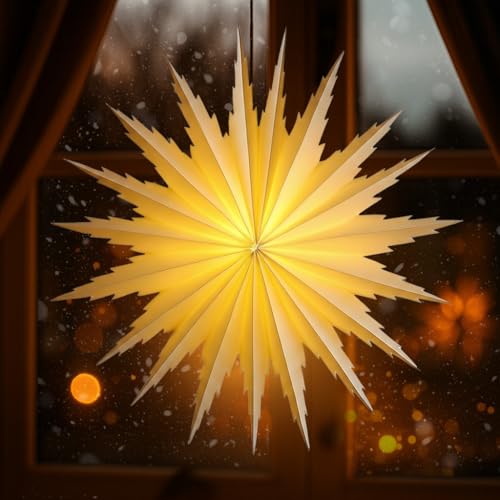 Festicy LED Weihnachtsstern I Schneeflocke Ø 50cm I Papierstern zum...