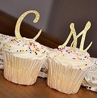 Algopix Similar Product 14 - Initial Letter Cupcake Toppers Set of