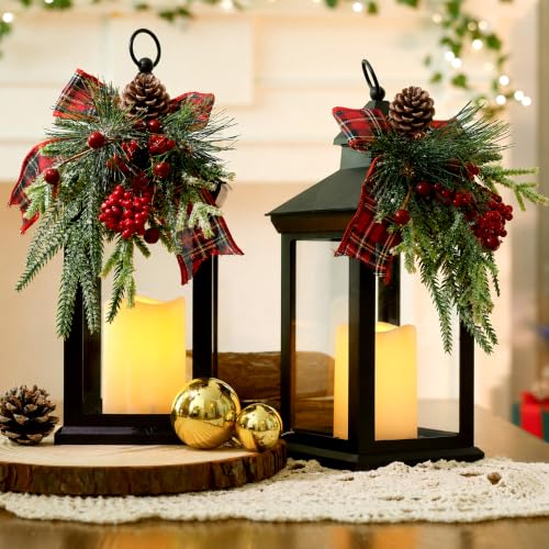 JOIONE Christmas Decorative Candle Lanterns, 2 Packs 14" Xmas Porch Decor