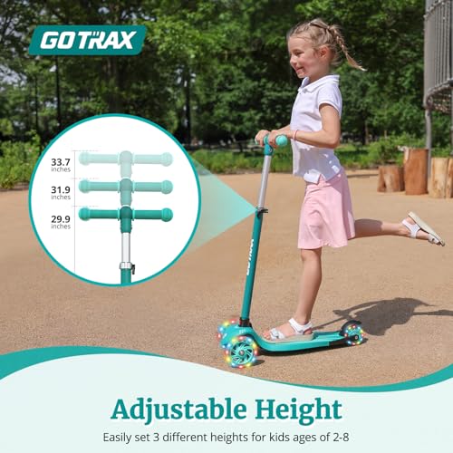 Image of Gotrax KS1 Kids Kick Scooter, 3 Wheels for Boys & Girls 2-8, Gifts | LED Light-Up Wheels, 3 Adjustable Handlebar, Easy Assembly, Lightweight, Wide Anti-Slip Deck, Lean to Steer, Max Load 110 lbs