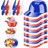 FJZZ 48 Pack Baseball Helmet Ice Cream Bowls 24pc Spoons and 24pc 8oz Mini Dessert Cups Sundae Bowls Parfait Cups Appetizer Cups, Reusable Serving Baseball Cup Bowls for Birthday Party