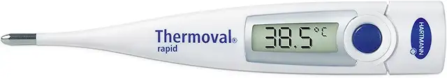 Imagen relacionada con Thermoval Rapid, Termómetro Digital Rápido, Ideal para Medir la Fiebre en Casa, Termómetro Digital Axila, Medición Rápida y Precisa, Permite Medir Vía Oral, Axilar o Rectal, Color Blanco