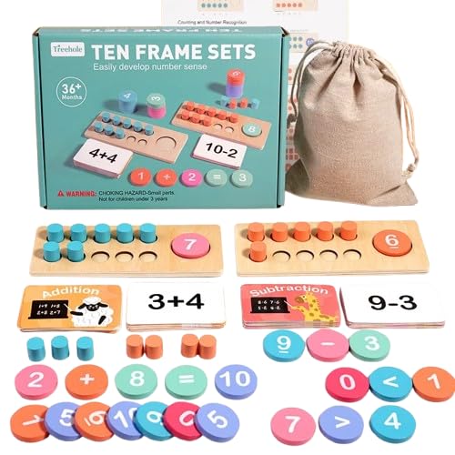 MARA BOMMAI® Wooden Ten Frame Math Learning Toy | Montessori Counting & Number Recognition Set for Kids | Educational Addition & Subtraction Toy for Preschoolers | STEM Math Manipulative for 3+ Years - Image 6 thumbnail