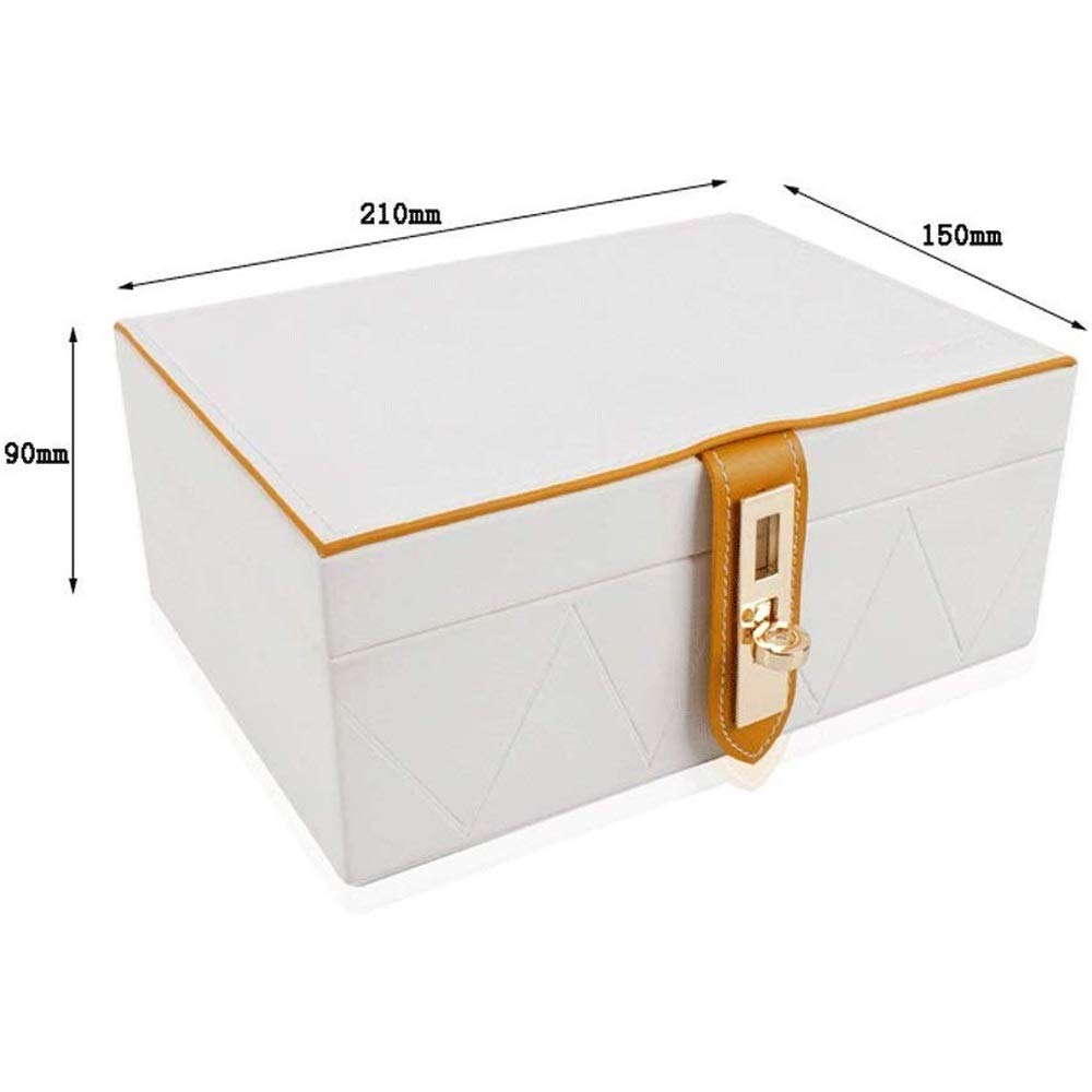 Schmuckschatulle mit Fächern – 2 Ebenen – Schnalle und Verschluss – großer Spiegel – Lederdesign – Schmuck-Organizer für Frauen und Mädchen – Halter für Ohrringe, Ringe, Halsketten und Armbänder