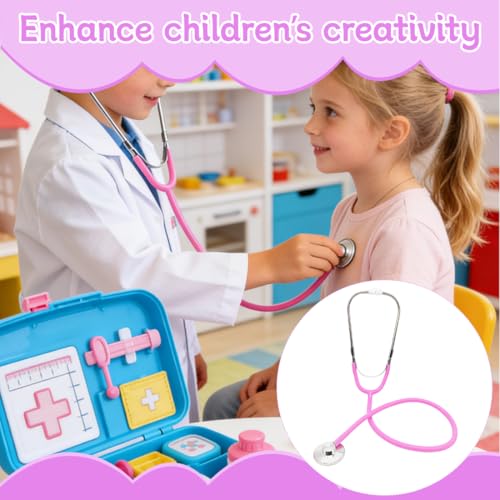 Kinder Stethoskop,Metall Stethoskop Kinder,Funktionsfähiges Doppelkopf Stethoskops Spielzeug,Analoges Metall Stethoskops,Verstärkt Herz und Atemgeräusche,für Medizinische Spielzeug Pink