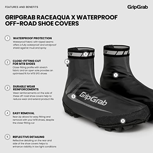Gripgrab Raceaqua X Waterproof Windproof Mtb Cx Gravel Overshoes Aero Cycling Mountain Bike Cyclocross Rain Shoe Covers #TOP1