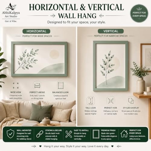Image of AbhiKalpya Art Studio A3 Size Photo Frame Wall Hanging for Artworks, 12 x16 inch Photo Frame (MINT GREEN), Set of 3