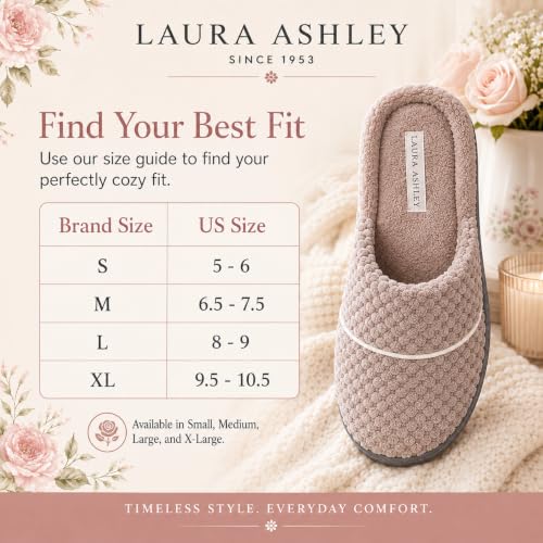 Image of Laura Ashley Women's Spa Slip-On Rugged Scuff Slipper, Non-Slip House Slippers with Cushioned Insole for Ladies