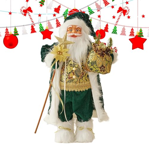 Figura di bambola di Babbo Natale - Decorazione natalizia in piedi, accento decorativo stagionale invernale | Statuetta da scrivania per le vacanze con sacchetto regalo, ornamento per la stanza