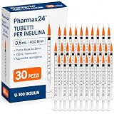 30 tubetti per insulina da 0,5 mL - 30g x 8 mm - (3 buste da 10).