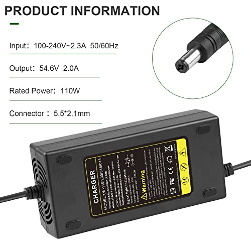 LabTEC 54.6V 48V 2A Electric Bike Lithium Battery Charger for 48V 2A 13S Li-on Battery E-bike Electric Scooter Power Supply DC 5.5mm x 2.1mm - Image 4