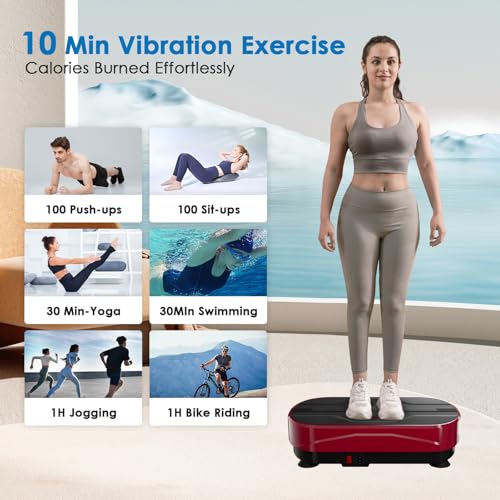 Natini Vibration Plate Exercise Machine - Whole Body Workout Vibration Platform Lymphatic Drainage Machine for Weight Loss Home Fitness with Resistance Bands Remote - Image 5