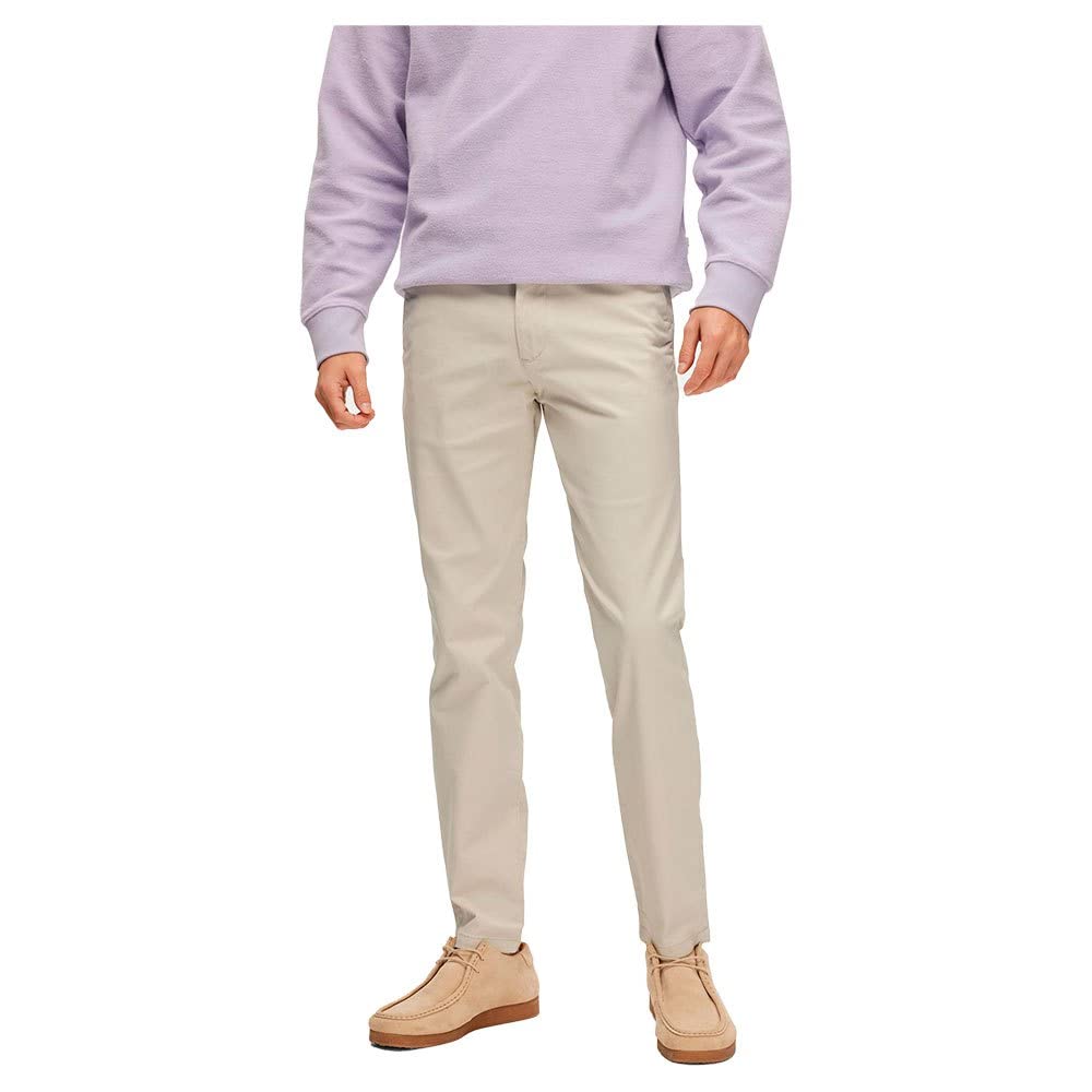 SELECTED HOMME Men's Chino Trousers, Moonstruck, 34 W/32 L