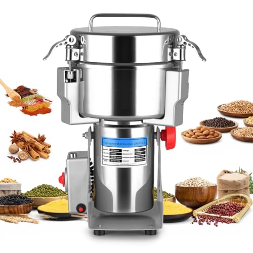 Flour Mill 2000g High‑speed Grinder 32000 Rpm & 270° Swing, Lid‑open Auto‑stop Dual Safety Protection, Grain Mill for Flour Corn Wheat Rice Coffee Machine for Home Kitchen & Commercial