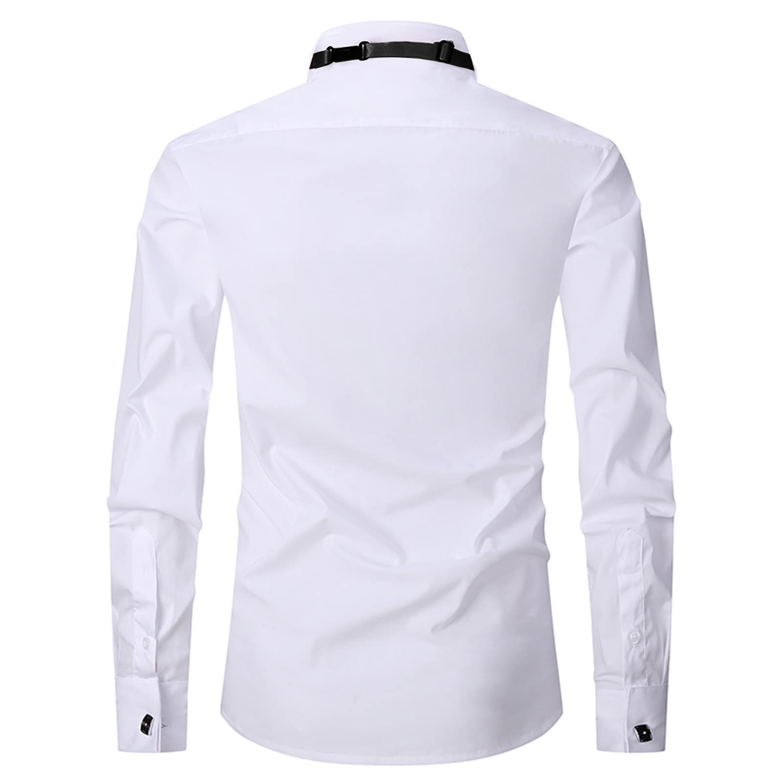 Herren-Smokinghemd, Flügelkragen, Frontfalte, französische Manschetten mit 2 Fliegen, Button-Down-Shirt