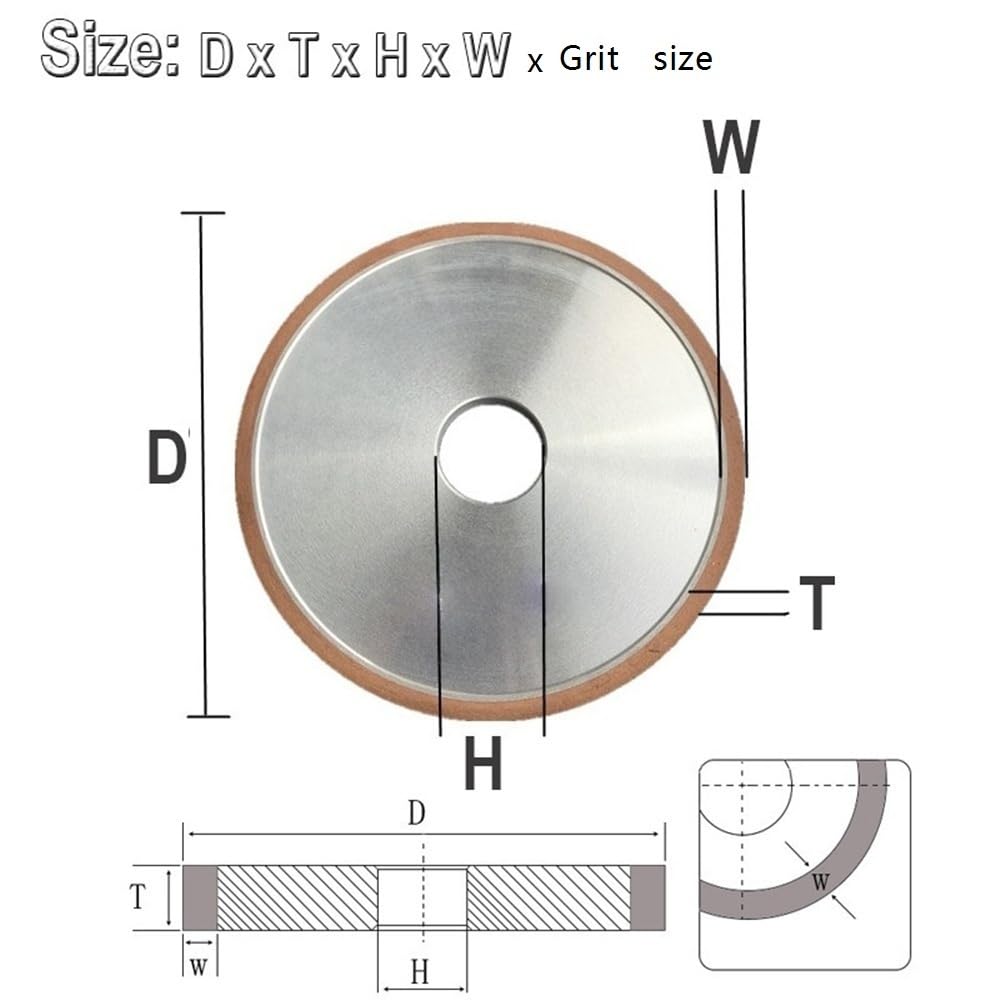 wytrzymała tarcza szlifierska diamentowa, Płaska ściernica diamentowa do szkła ceramicznego ze stali stopowej P150 P240 P320 Wiele rozmiarów(125MM*20MM*32MM*4MM*320)