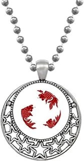 Cyprinoid Vermelho Art Deco Presentes Fashion Colares Pingente Retro Lua Estrelas Joias