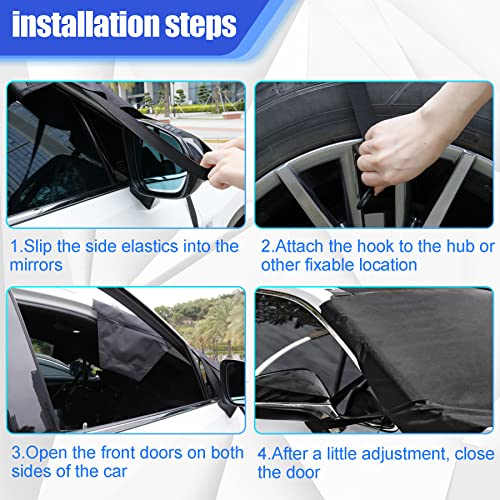 Uyye Car Windshield Snow Cover For Ice And Snow, Enhanced 600D Oxford Fabric Windshield Frost Cover Heavy Duty Material Waterproof Car Windshield Snow Cover (75.9" X 44.8") #TOP3