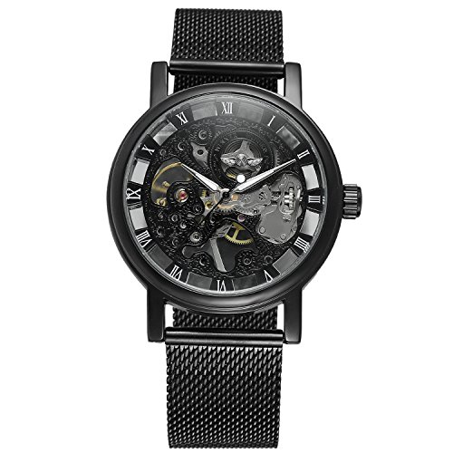 Image of FORSINING Men's Classic Skeleton Mechanical Hand-wind Stainless Steel Bracelet Brand Popular Watch Saat, Classic