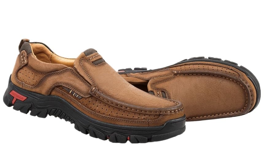 Mens Leather Oxfords Casual Outdoor Slip on Loafers Walking Shoes
