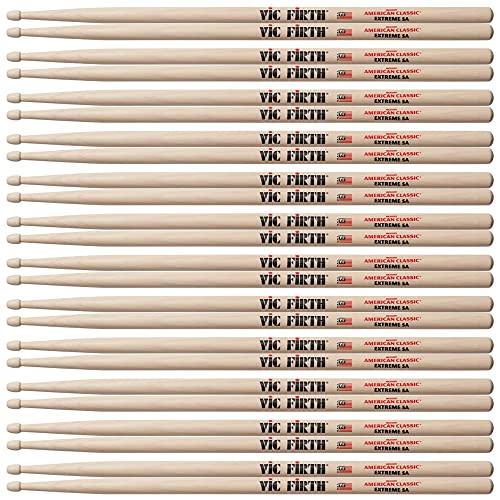 Vic Firth Extreme X5A lot de 12 paires de baguettes en hickory avec olives en bois