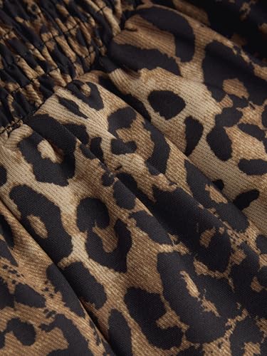 CIDER Mini Skirt Leopard Print Ruffle Hem Mid Waist Short Skirt Layered A Line Shirred Skirts for Women3