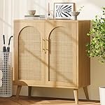 Rovaurx Rattan Storage Cabinet with Doors, Modern Accent Bathroom Floor Cabinet, Sideboard Buffet for Living Room, Entryway, Dining Room and Kitchen, Natural BMGZ108M - Image 5