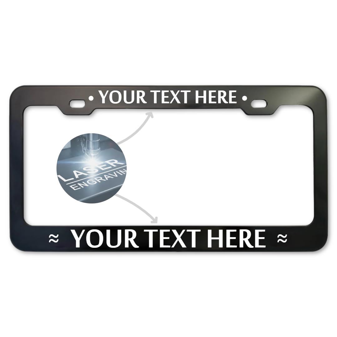 GoPlates Personalized License Plate Frame - Ideal Gift Idea - 1-2 Day Production - Custom Laser Engraved Aluminum Border - Fits Standard 6x12 US