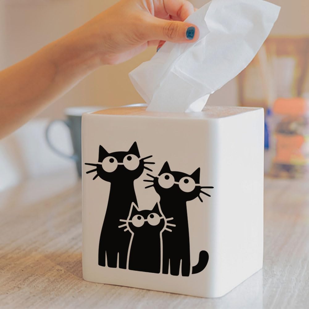 FINGERINSPIRE 6PCS Black Cat Stencils with a Brush 5.9x5.9inch Cute Cats Silhouette Stencils Animal Theme Drawing Templates Reusable PET Stencil for Painting Card Making Home Decor DIY Crafts